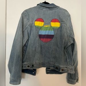 Torrid Disney denim jacket size 2 18/20 rainbow Mickey